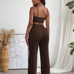 Rib Knit Crop Cami Top & Pants Set